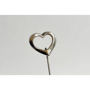 Heart Shaped Silver Toned Classic Vintage Stick Pin | Hat Pin | Lapel Pin